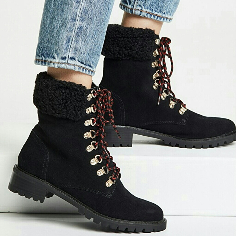 πNWOB Steven Black Suede "Lavar" Lace-Up Boots - Picture 1 of 5